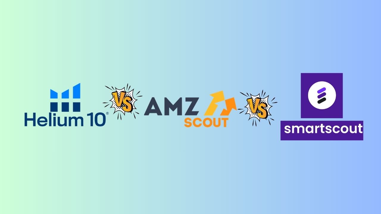 Helium 10 vs AMZScout vs SmartScout Comparison Graphic
